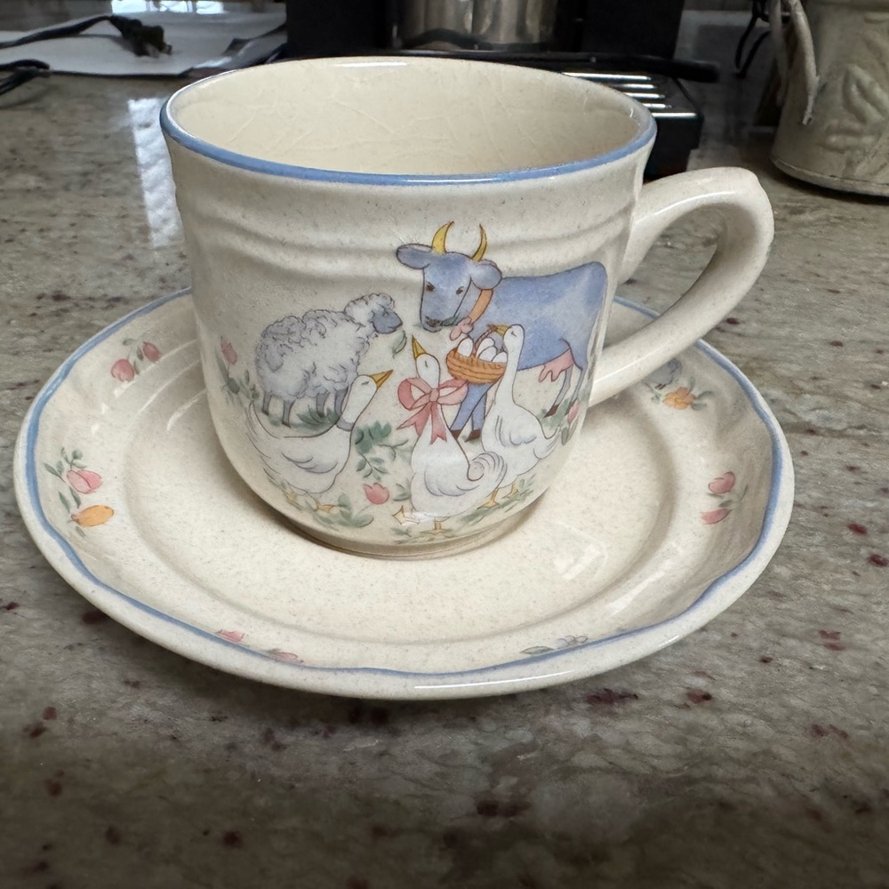 Charming Farmhouse Mug and Saucer Set